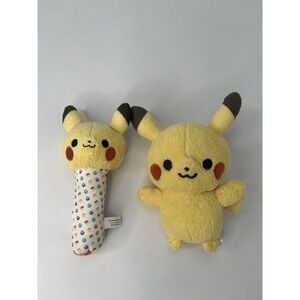 Pikachu Pokemon D2201B  SEGA monpoke Rattle Stick  7" Plush Toy Doll Set Of Two